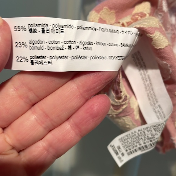 ZARA Pink, pale yellow , white lace top size med - Picture 7 of 7